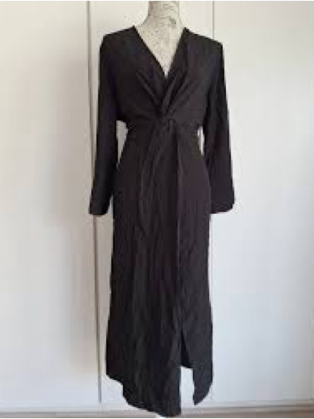 H&M Black Long Sleeve Wrap Midi Dress